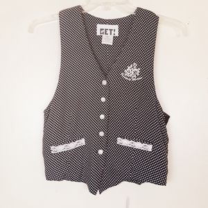 GET! Vintage Black Polkadot Vest Women's Size Small